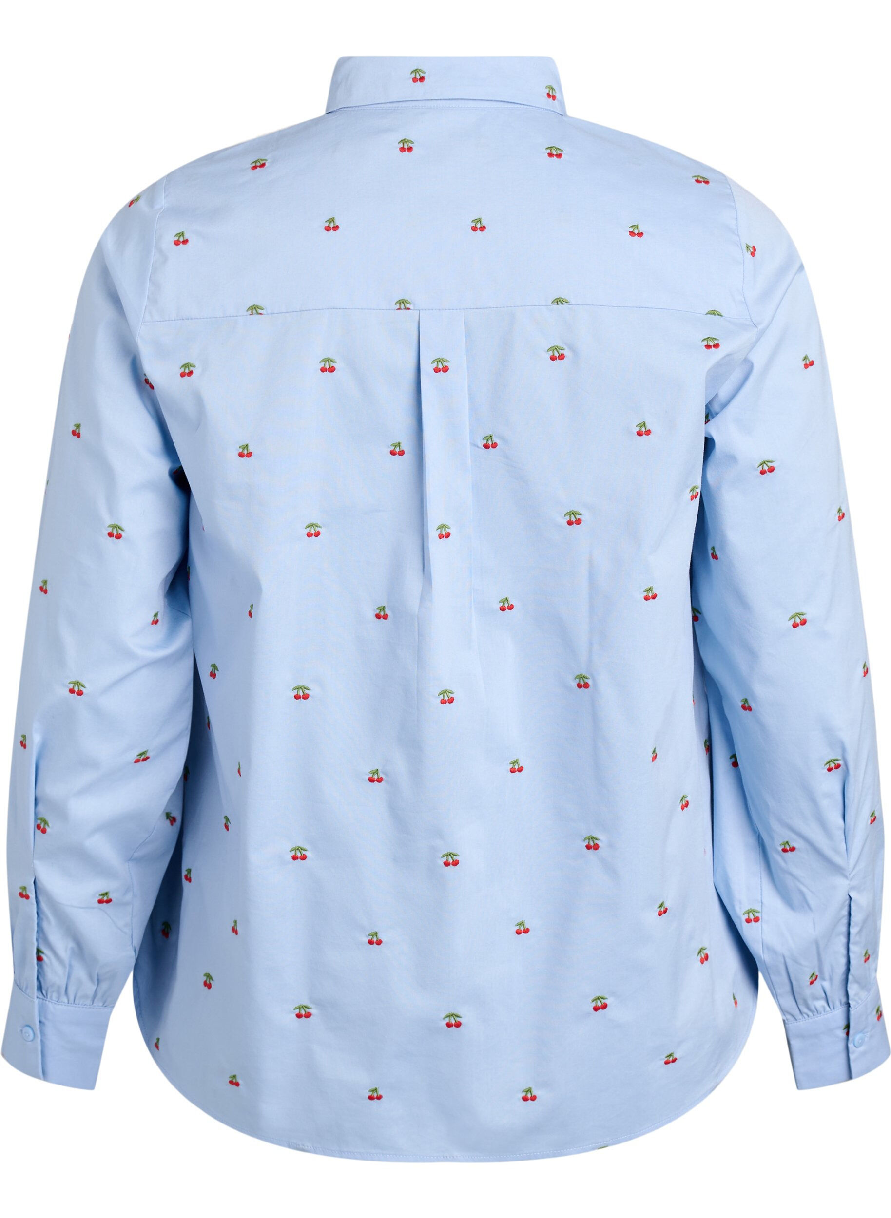 ZizziSkjorta med broderade k&ouml;rsb&auml;r, Bl&aring;, Packshot image number 1