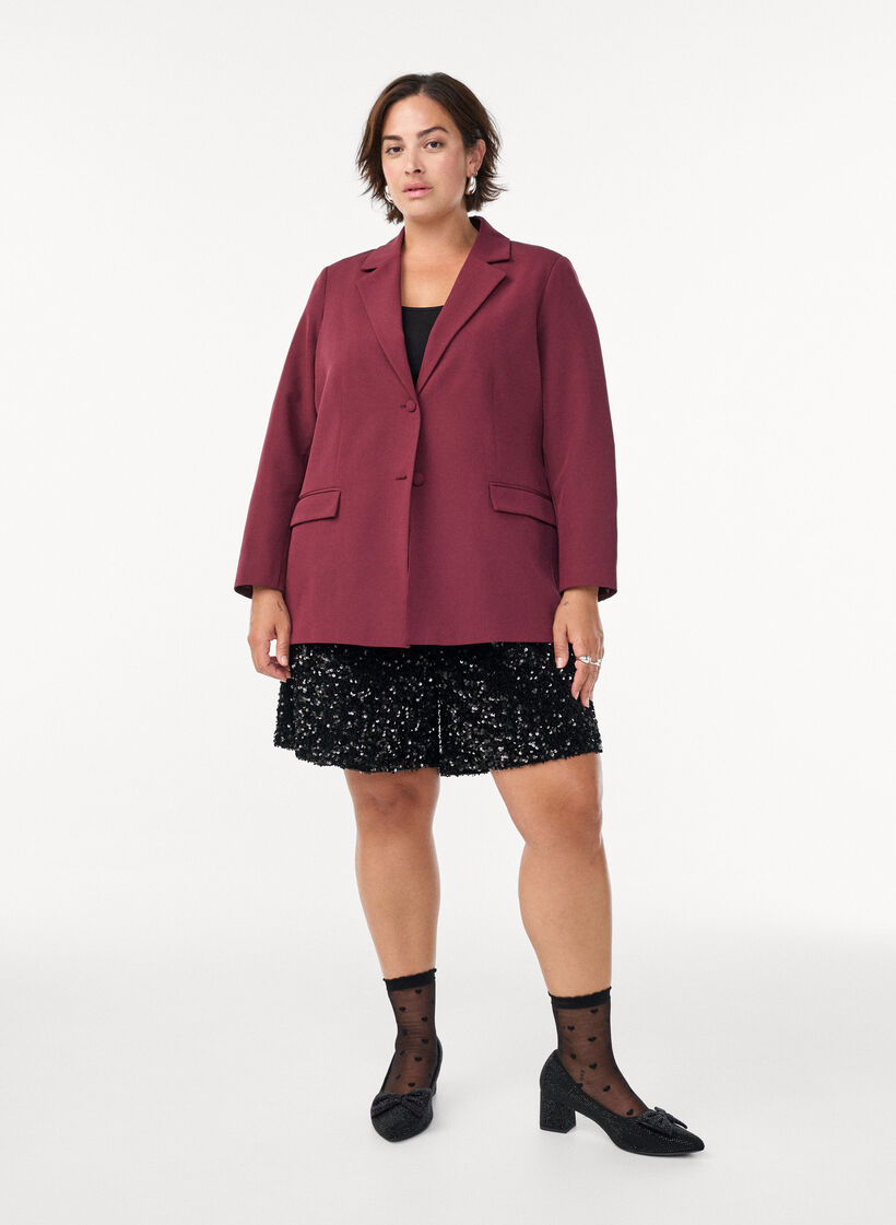Klassisk blazer med kn&auml;ppning, R&ouml;d, Model image number 1