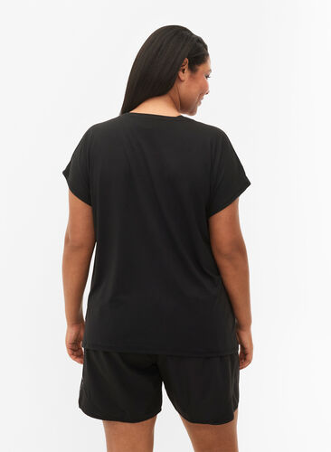Kortärmad träningst-shirt med tryck, Black/Pink Print, Model image number 1