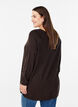 Stickad blus med knappar i sidan, Brun, Model image number 2