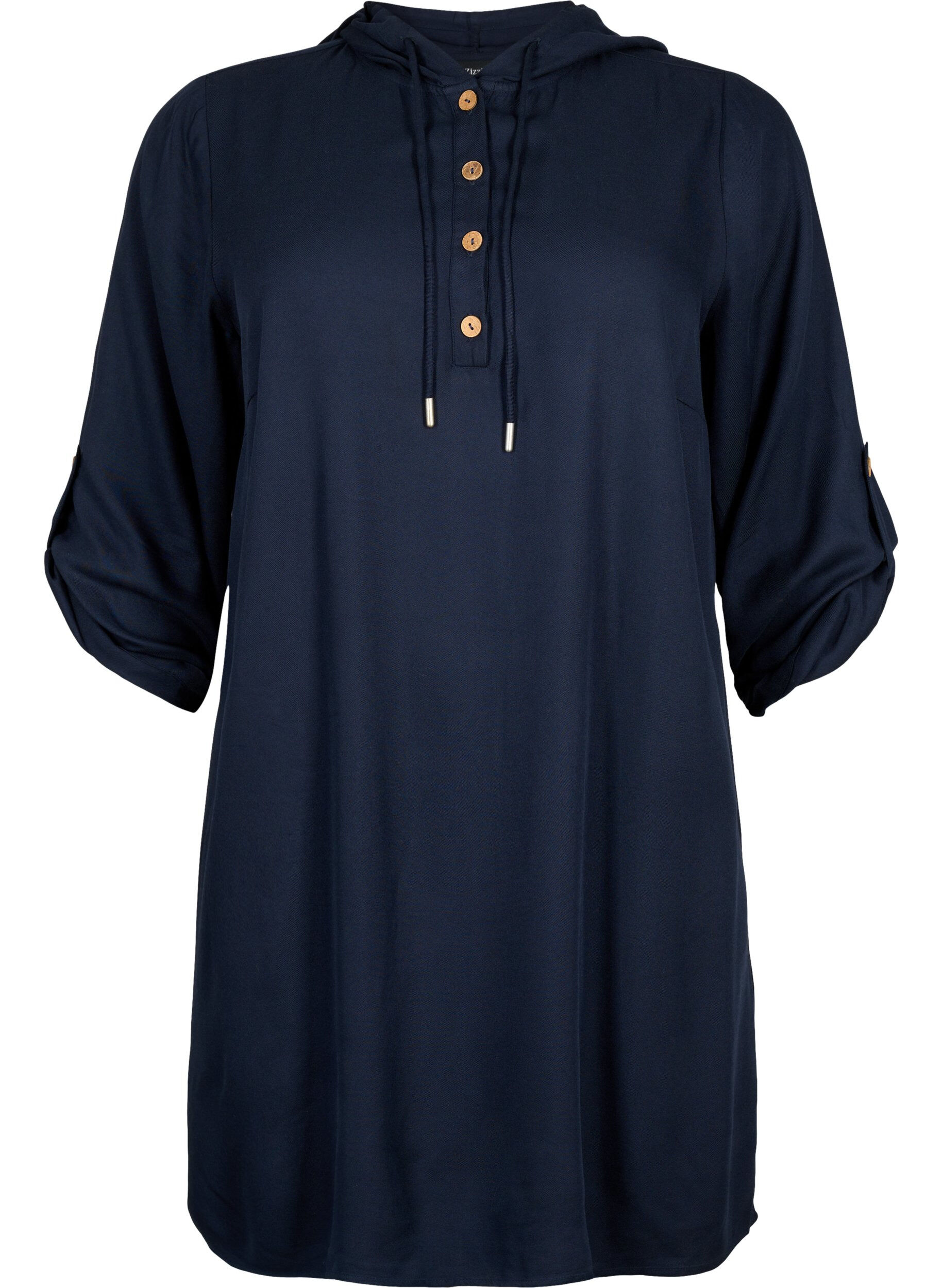 ZizziTunika i viskos med huva, Navy Blazer, Packshot image number 0