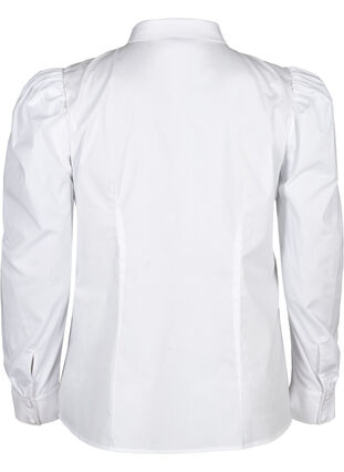 Bomullsskjorta med puffärmar, Bright White, Packshot image number 1