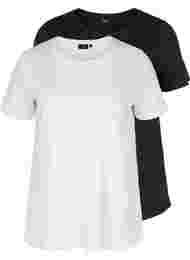 2-pack kortärmade t-shirtar i bomull, Black/Bright White