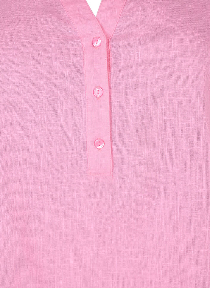 Skjortblus i bomull med v-ringad hals, Rosebloom, Packshot image number 2