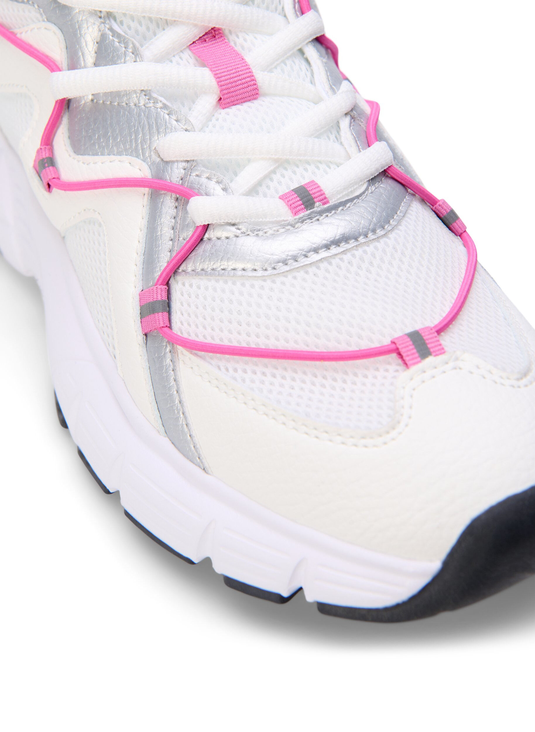 Zizzi Sneakers med vid passform och kontrasterande knytdetaljer, White w. Pink, Packshot image number 3