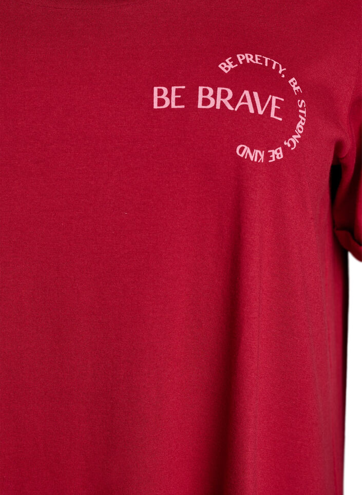 Kort&auml;rmat nattlinne i ekologisk bomull, R&ouml;d, Packshot image number 2