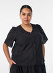 Blus i broderie anglaise med kn&auml;ppning, Svart, Model image number 0