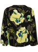 Blommig blus med b&aring;tringning och vida &auml;rmar, Svart, Packshot image number 1