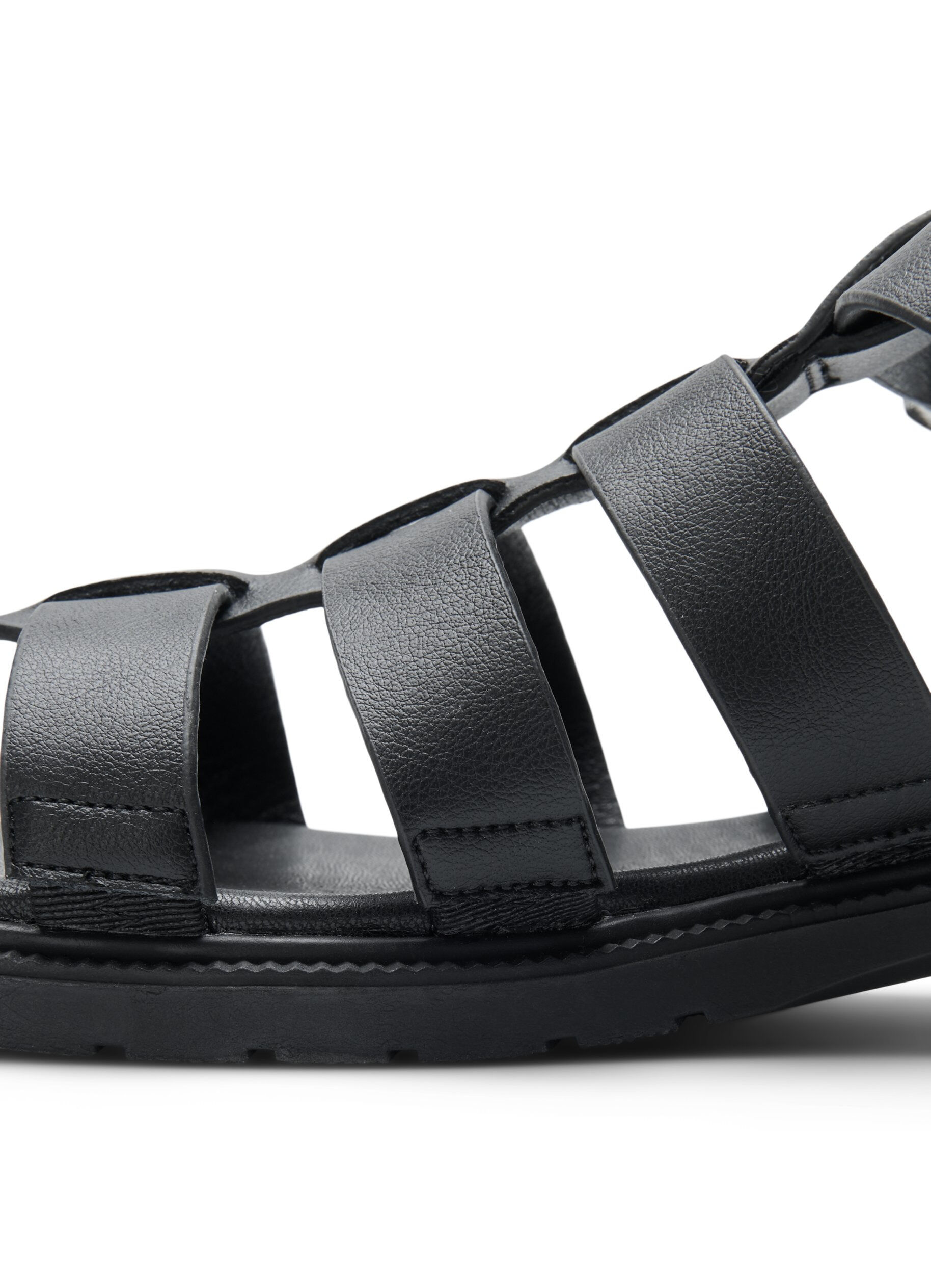 Zizzi Sandal i l&auml;der med bred passform, Svart, Packshot image number 4