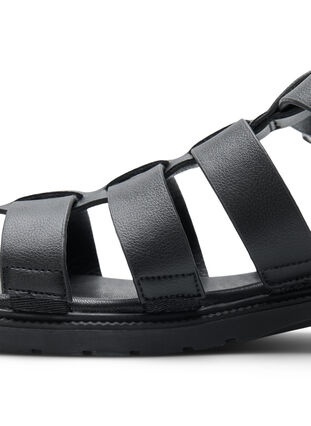 Sandal i läder med bred passform, Black, Packshot image number 4