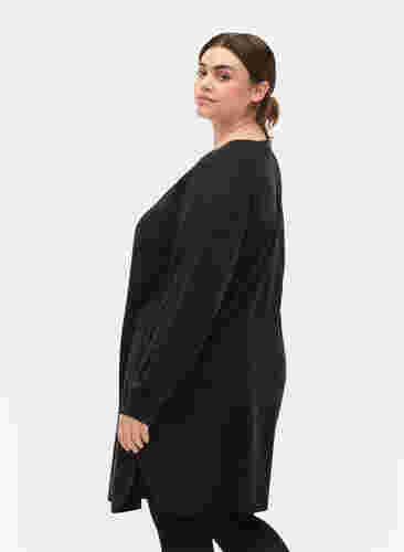 Stickad, melerad klänning med knappar, Dark Grey Melange, Model image number 1
