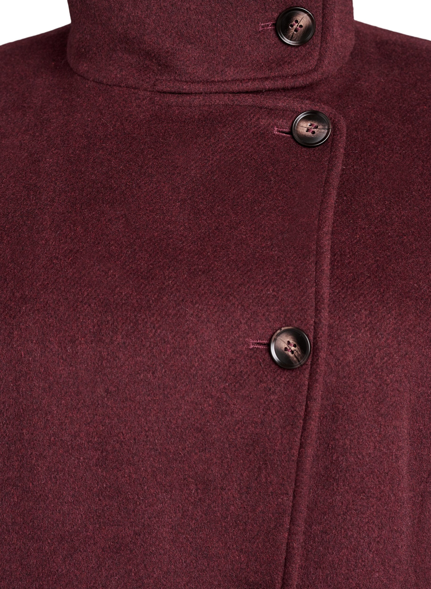 Zizzi Kappa i ull med st&aring;krage, R&ouml;d, Packshot image number 2