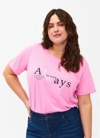 T-shirt från FLASH med tryck, Begonia Pink Always, Model