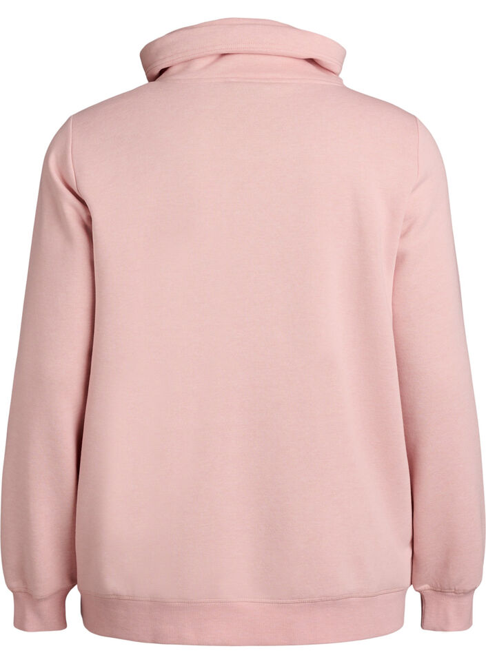 Sweatshirt med h&ouml;g krage och fickor, Rosa, Packshot image number 1