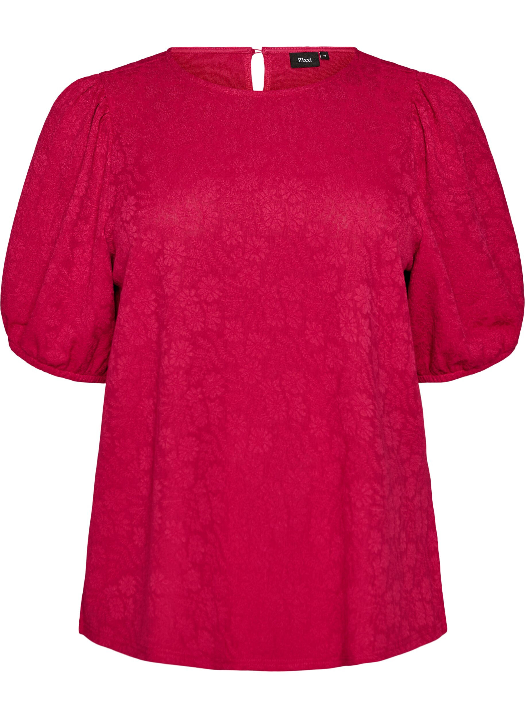 ZizziBlus med struktur och korta &auml;rmar, Rosa, Packshot image number 0