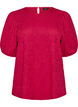 Blus med struktur och korta &auml;rmar, Rosa, Packshot image number 0