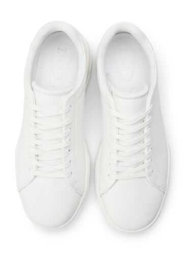 Sneakers i läder med bred passform, White, Packshot image number 1