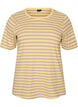 Randig t-shirt med ribbad struktur, Gul, Packshot image number 0