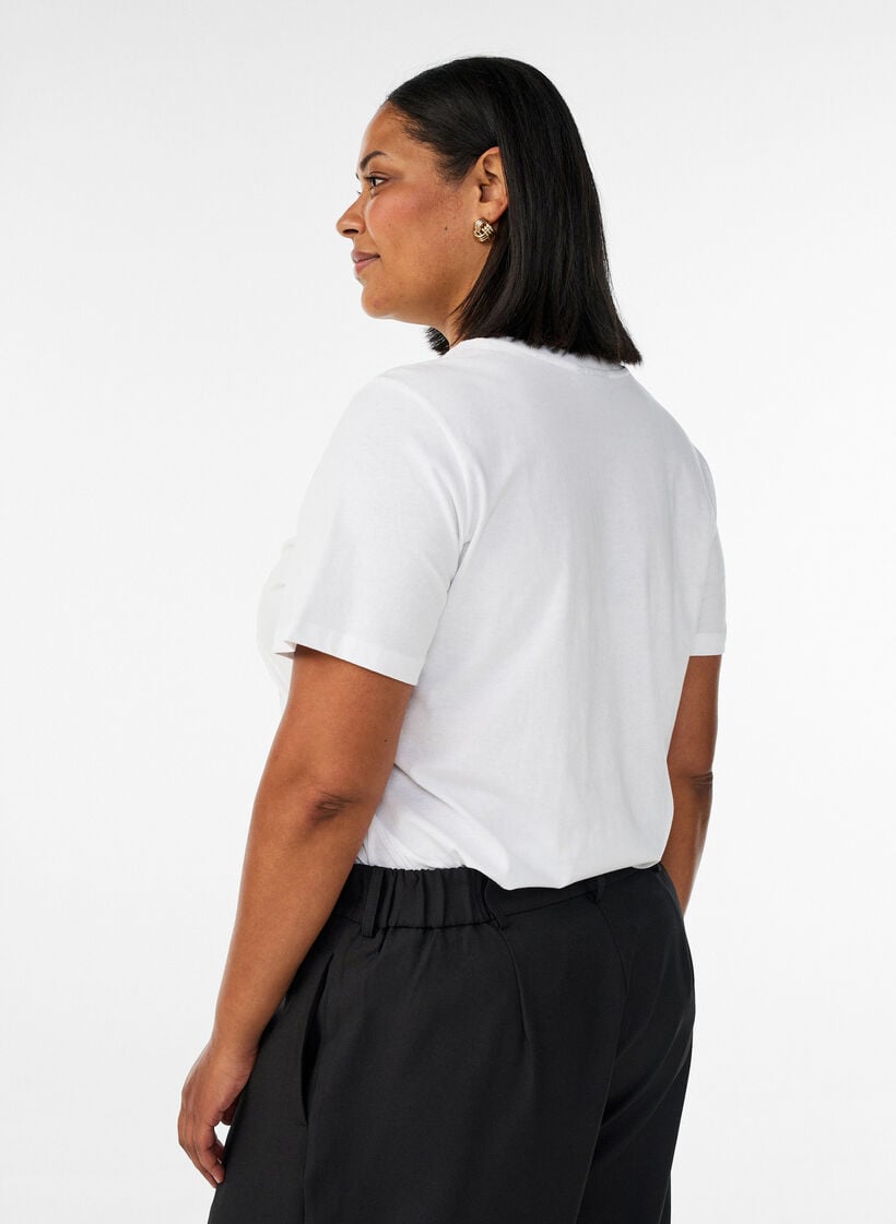 T-shirt i bomull med tryck, Vit, Model image number 2