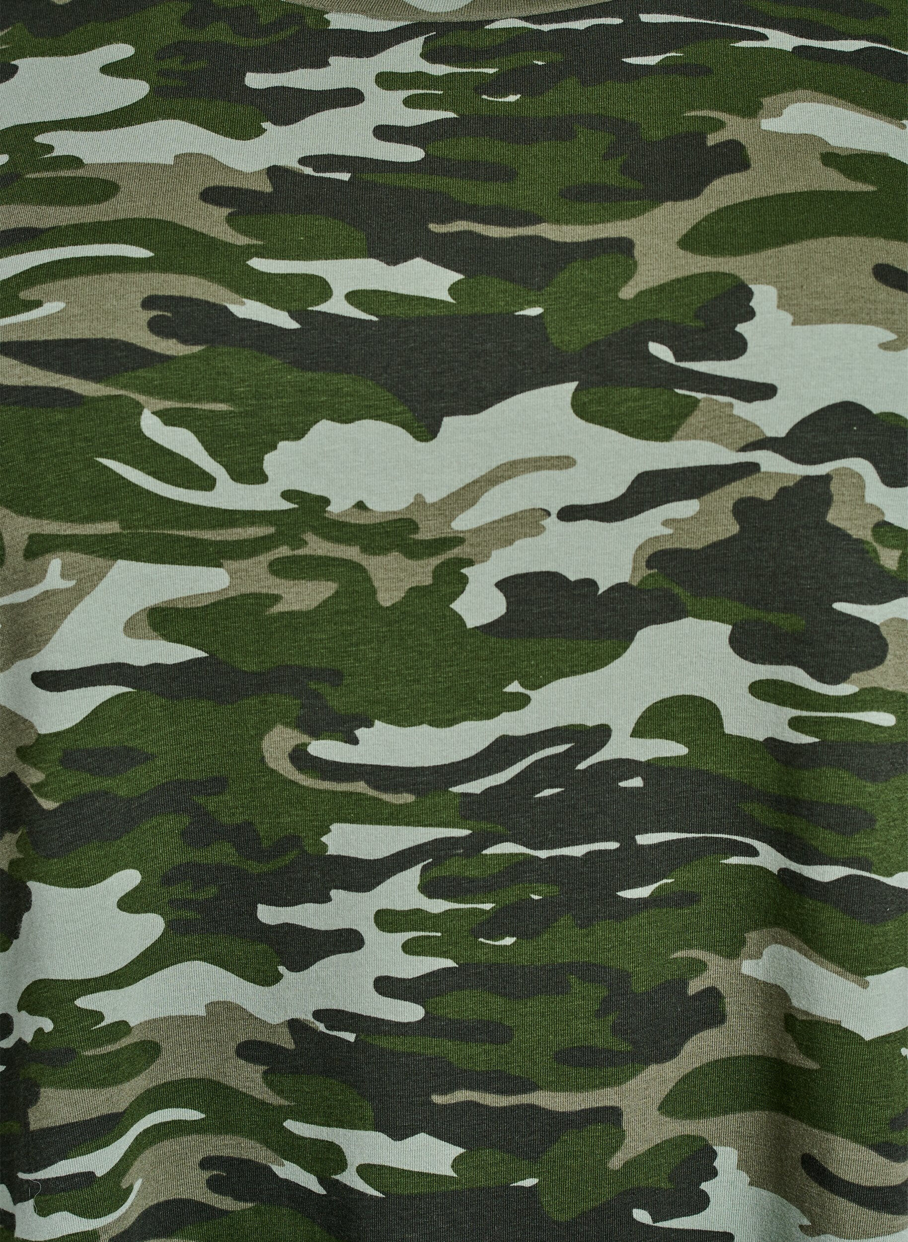 Zizzi Kort t-shirtkl&auml;nning i bomullstrik&aring;, Gr&ouml;n, Packshot image number 2