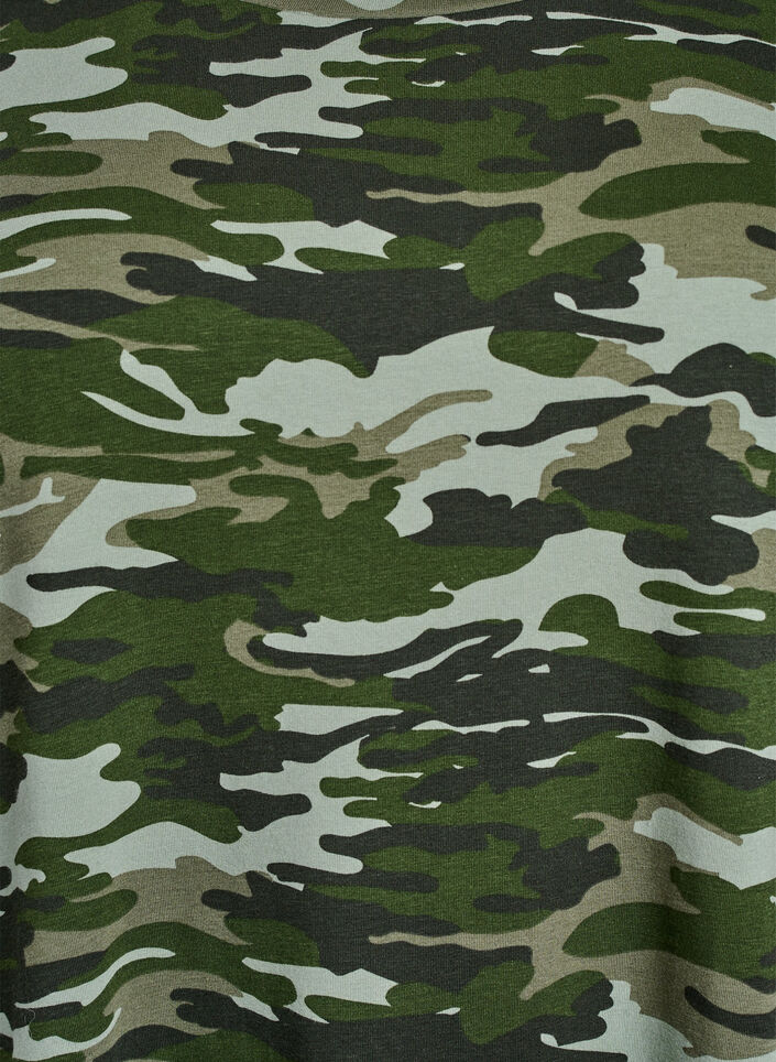 Kort t-shirtklänning i bomullstrikå, Grön, Packshot image number 2