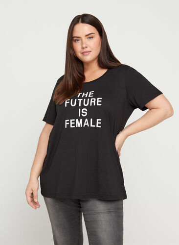 T-shirt med tryck, Black FUTURE , Model image number 0