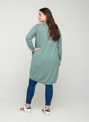 Sweatshirtklänning med långa ärmar, Balsam Green Mel, Model image number 1