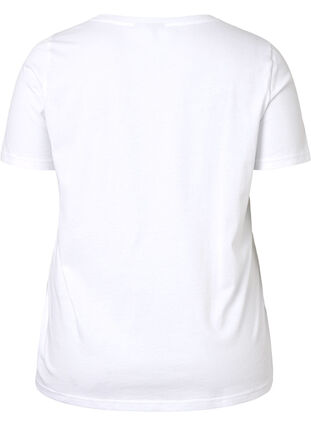 T-shirt i bomull med rund hals och tryck, Bright White FACE, Packshot image number 1