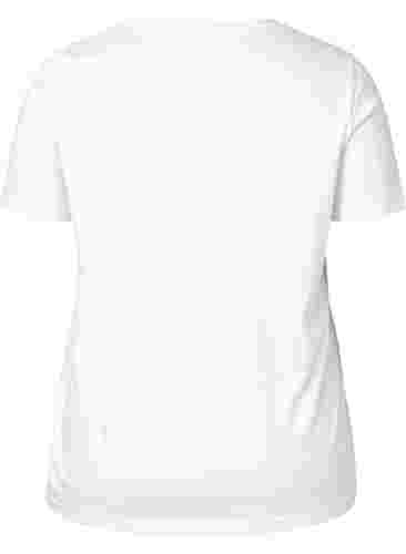 T-shirt i bomull med rund hals och tryck, Bright White FACE, Packshot image number 1