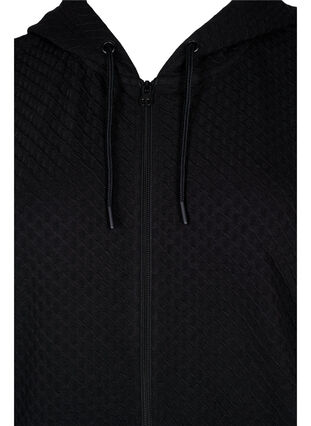 Strukturerad sportig cardigan med blixtlås, Black, Packshot image number 2