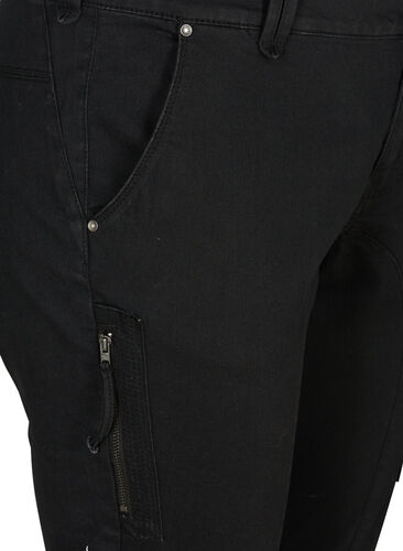Slim fit capri-jeans med fickor, Black, Packshot image number 2