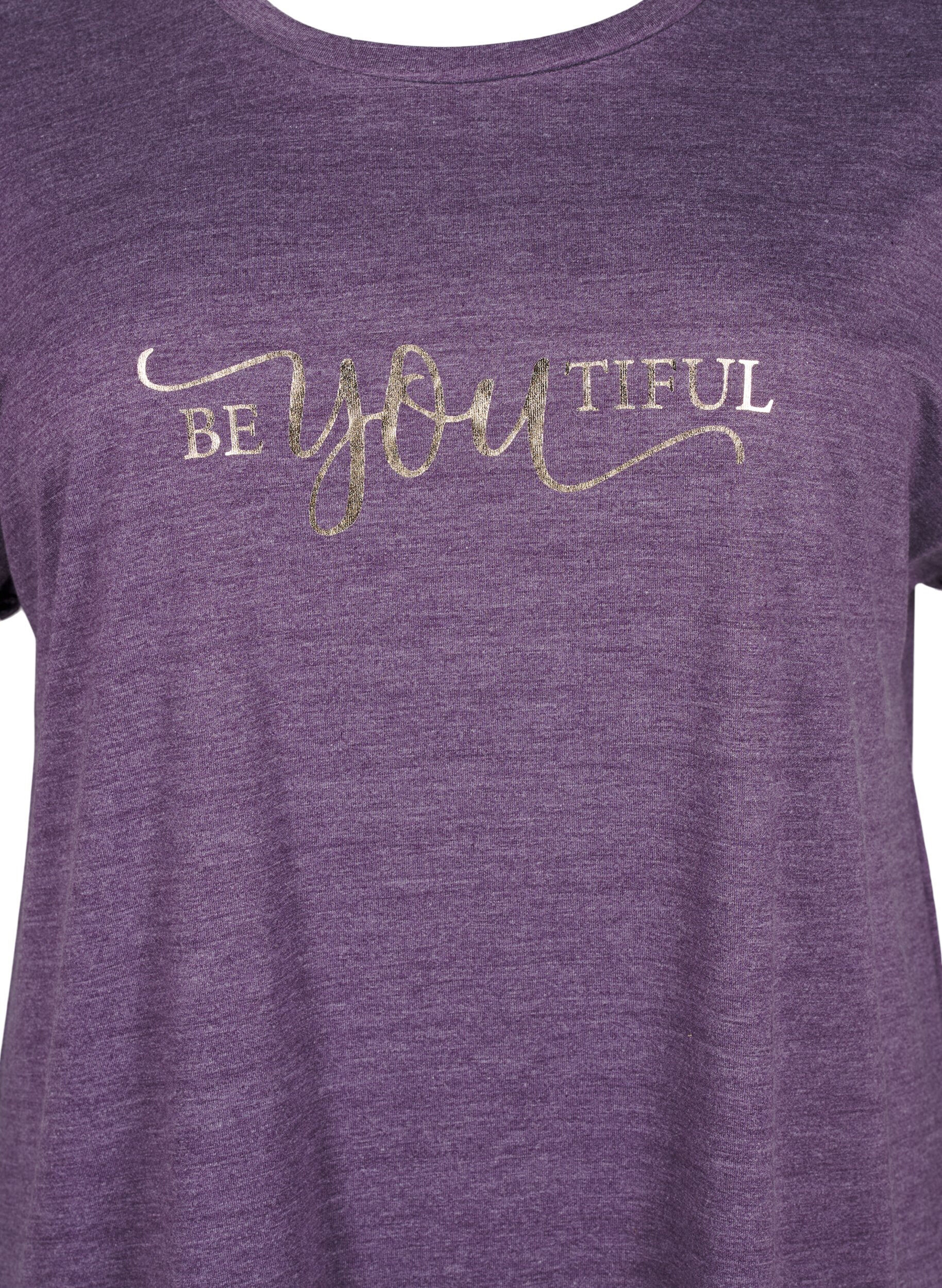 Zizzi Kort&auml;rmat nattlinne med texttryck, , Packshot image number 2