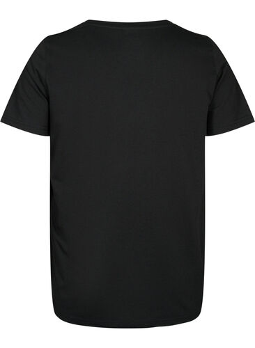 Kortärmad t-shirt med v-hals, Black, Packshot image number 1