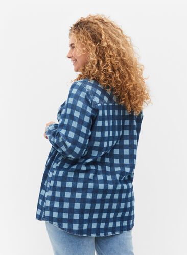 Bomullsskjorta i paisleymönster, Blue Check, Model image number 1