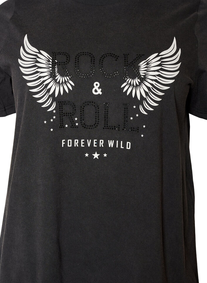 T-shirt i ekologisk bomull med tryck, Svart, Packshot image number 2