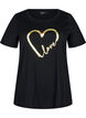T-shirt i bomull med motiv, Black w. Gold Love, Packshot image number 0