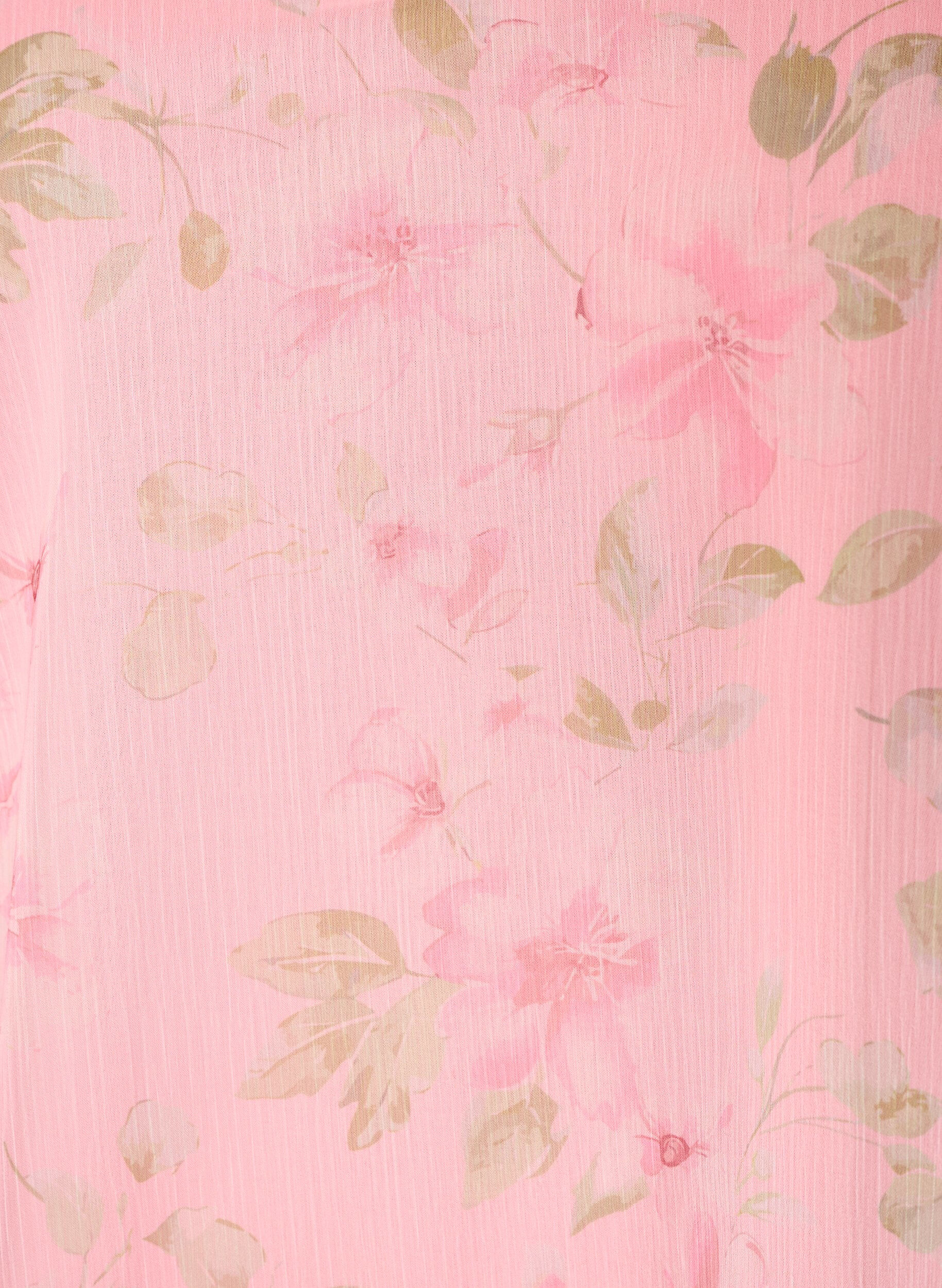 ZizziChiffongblus med blommigt tryck och l&aring;nga &auml;rmar, Rosa, Packshot image number 2