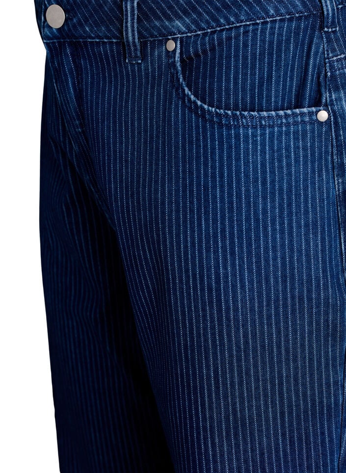Kritstrecksrandiga jeans med rak passform, Blå, Packshot image number 2