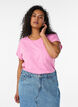 Kort&auml;rmad t-shirt i bomullsmix, Rosa, Model image number 0