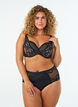 Formpressad bygel-BH med blommig spets, Svart, Model image number 1
