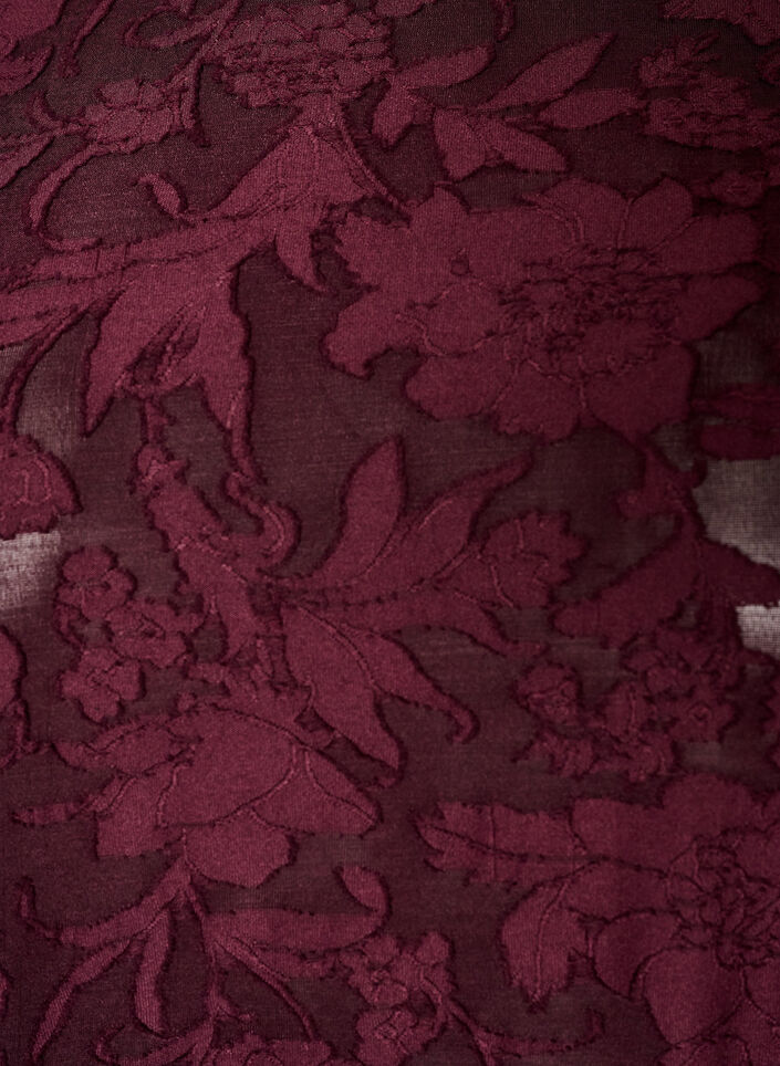 Skir blus med blommig textur och l&aring;nga &auml;rmar, R&ouml;d, Packshot image number 2