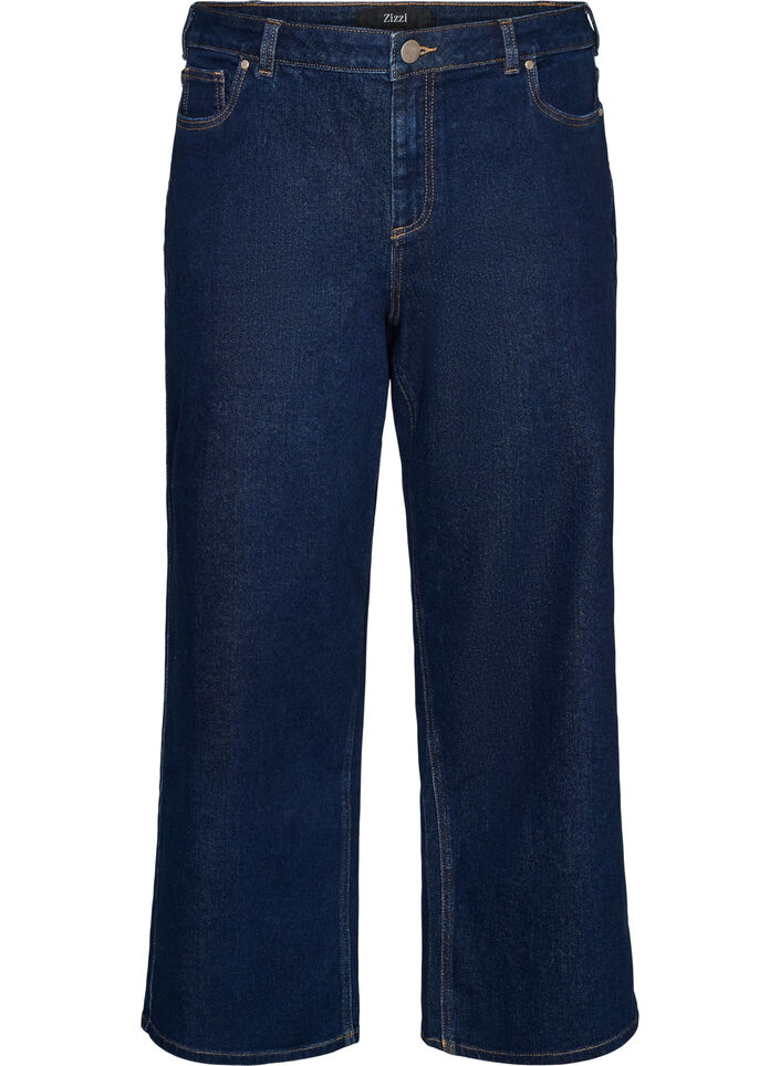 Myra jeans med h&ouml;g midja och bred passform, Bl&aring;, Packshot image number 0
