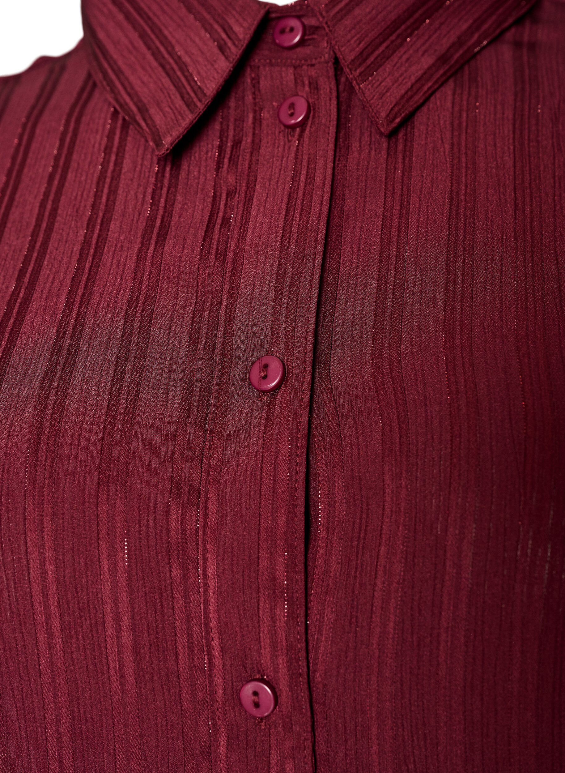 ZizziSkjorta med texturerade r&auml;nder och glittertr&aring;dar, R&ouml;d, Packshot image number 2