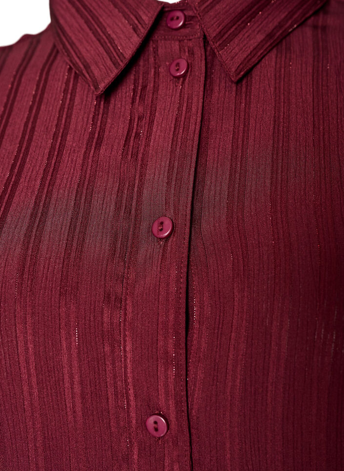 Skjorta med texturerade r&auml;nder och glittertr&aring;dar, R&ouml;d, Packshot image number 2