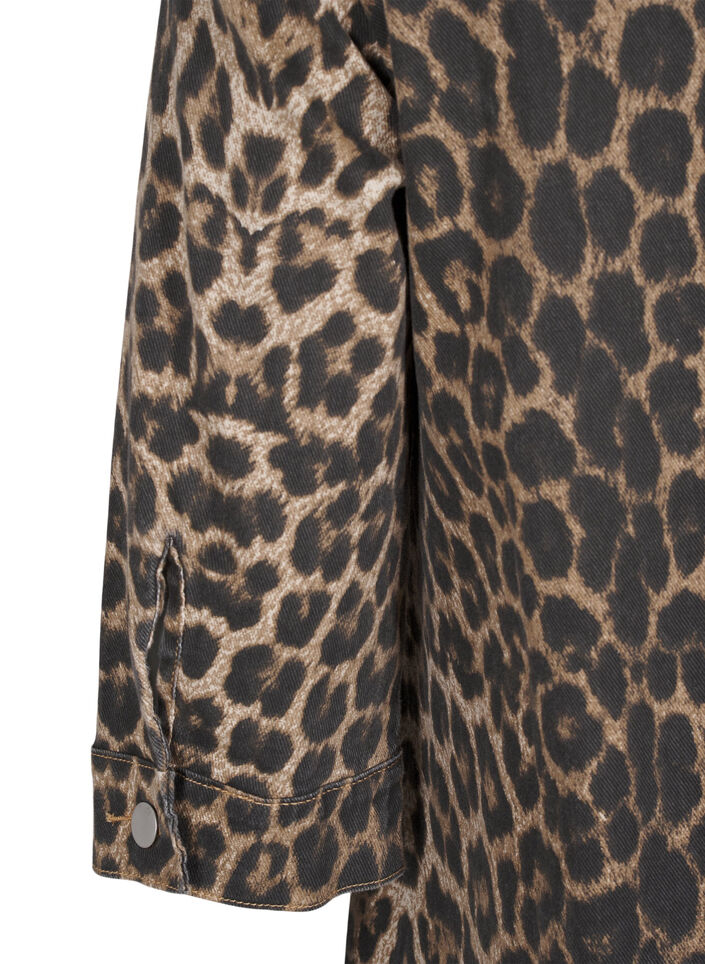 Denimklänning med leopardmönster, Leo AOP, Packshot image number 3