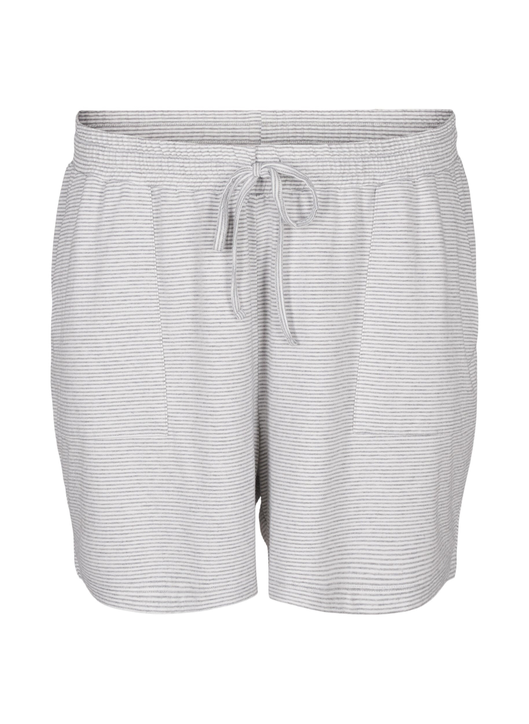 Zizzi Randiga pyjamasshorts med h&ouml;g midja, LGM Stripe, Packshot image number 0