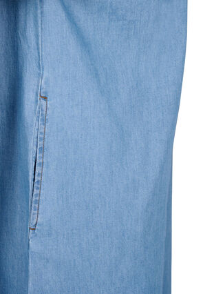 Denimklänning med slits och korta ärmar, Blue denim, Packshot image number 4