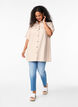 Randig tunika med knappar och bröstfickor, Beige, Model image number 1
