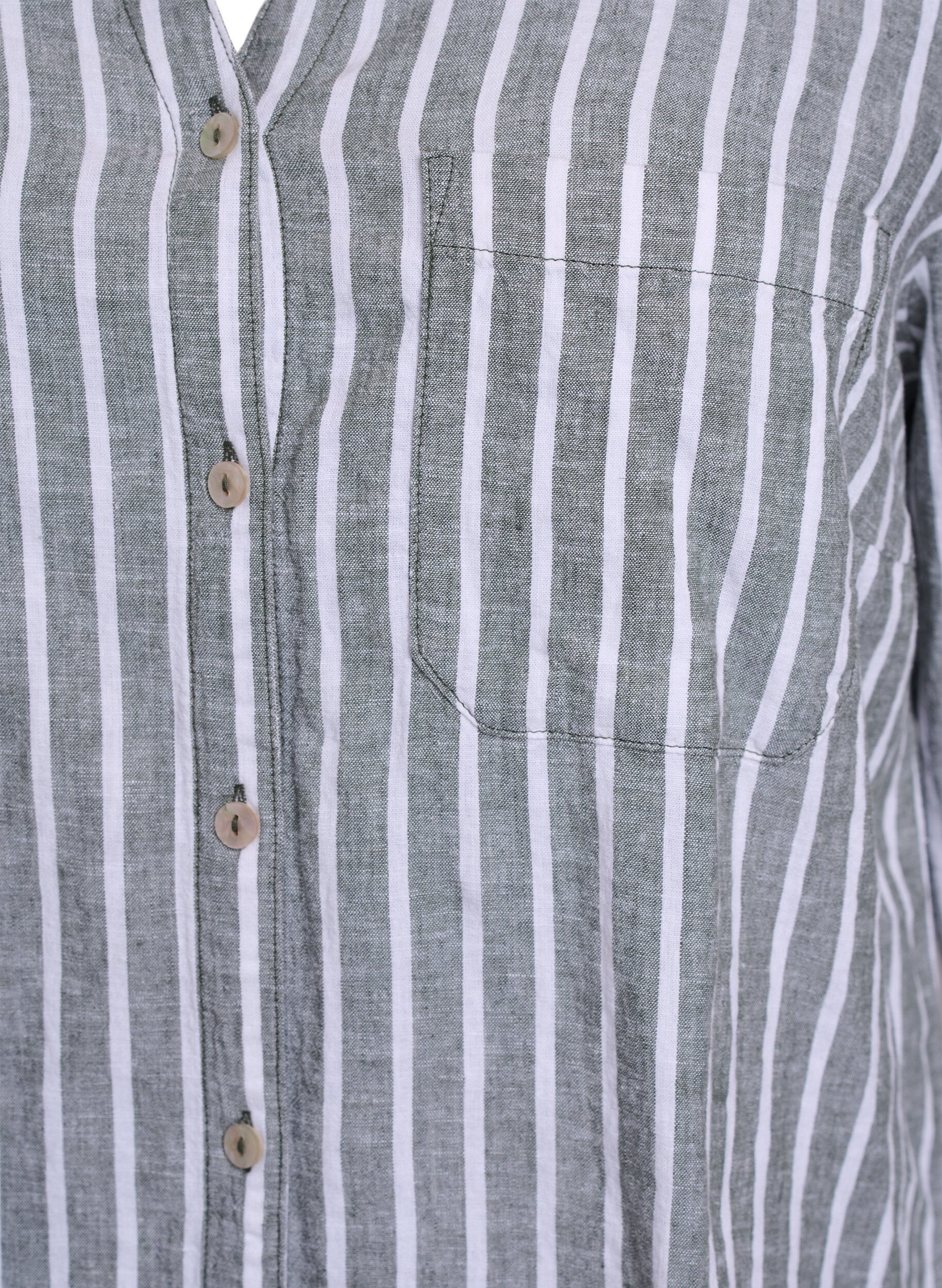 Zizzi Skjorta i linne och viskos med 3/4-&auml;rmar, Gr&ouml;n, Packshot image number 2