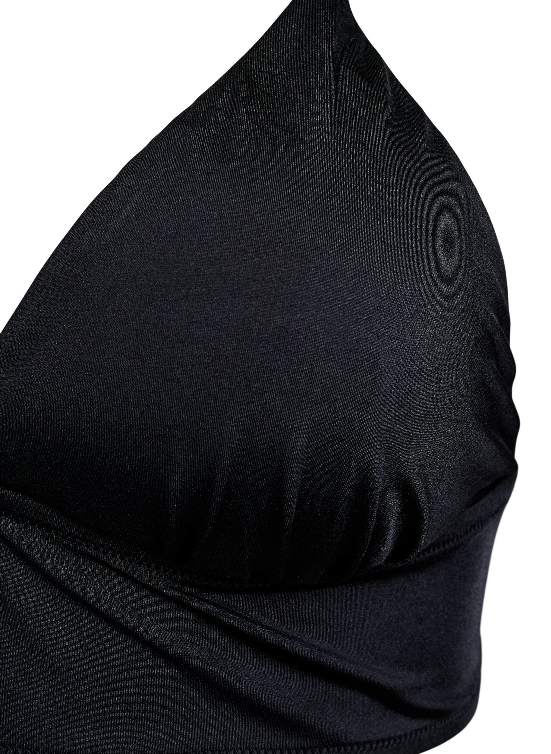 Zizzi Bikinitopp med avtagbara pads och knytband i ryggen, Svart, Packshot image number 2